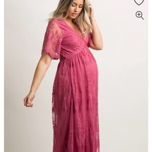 Maternity pink blush pinkblush magenta lace dress